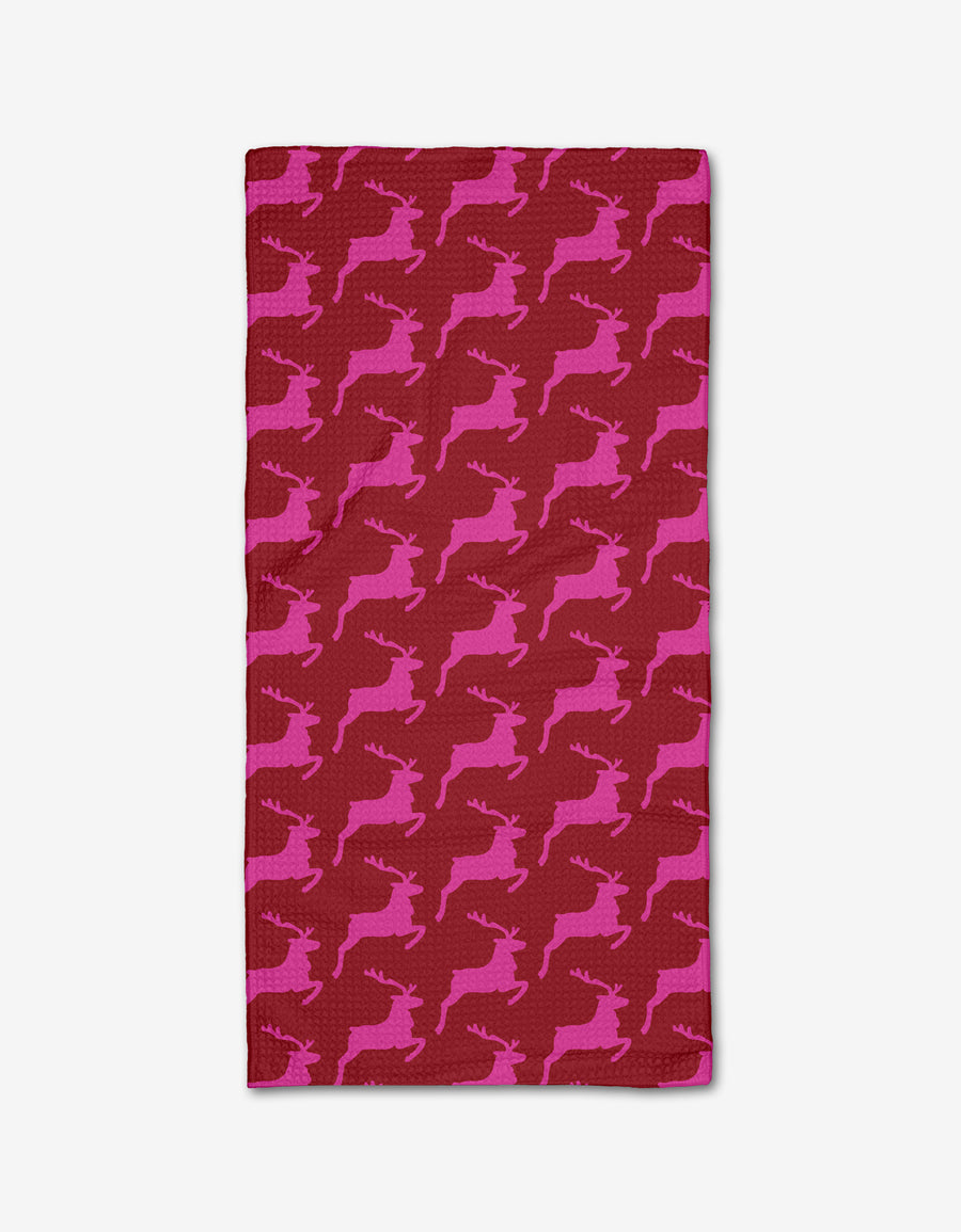 Red Reindeer Geometry Bar Towel