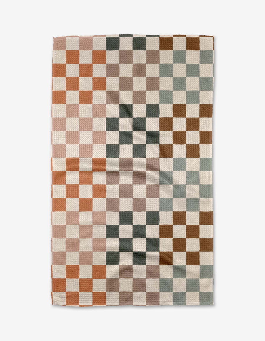 Autumn Checkers Geometry Towel